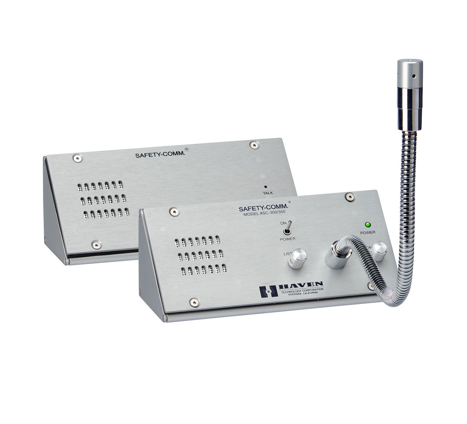 Safety-Comm SC-300 Amplified Window Intercom System. Mounts on counter. No window hole required.