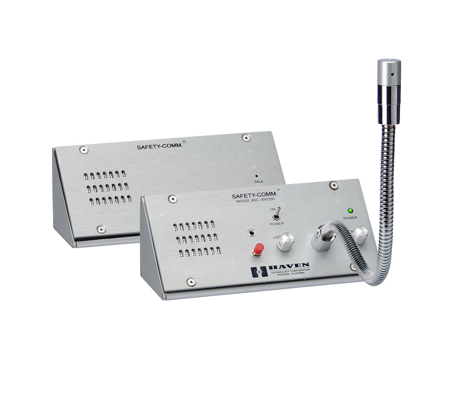 Image of SC-300 by HavenTech window Intercoms showing optional headset jack and push to override function red button