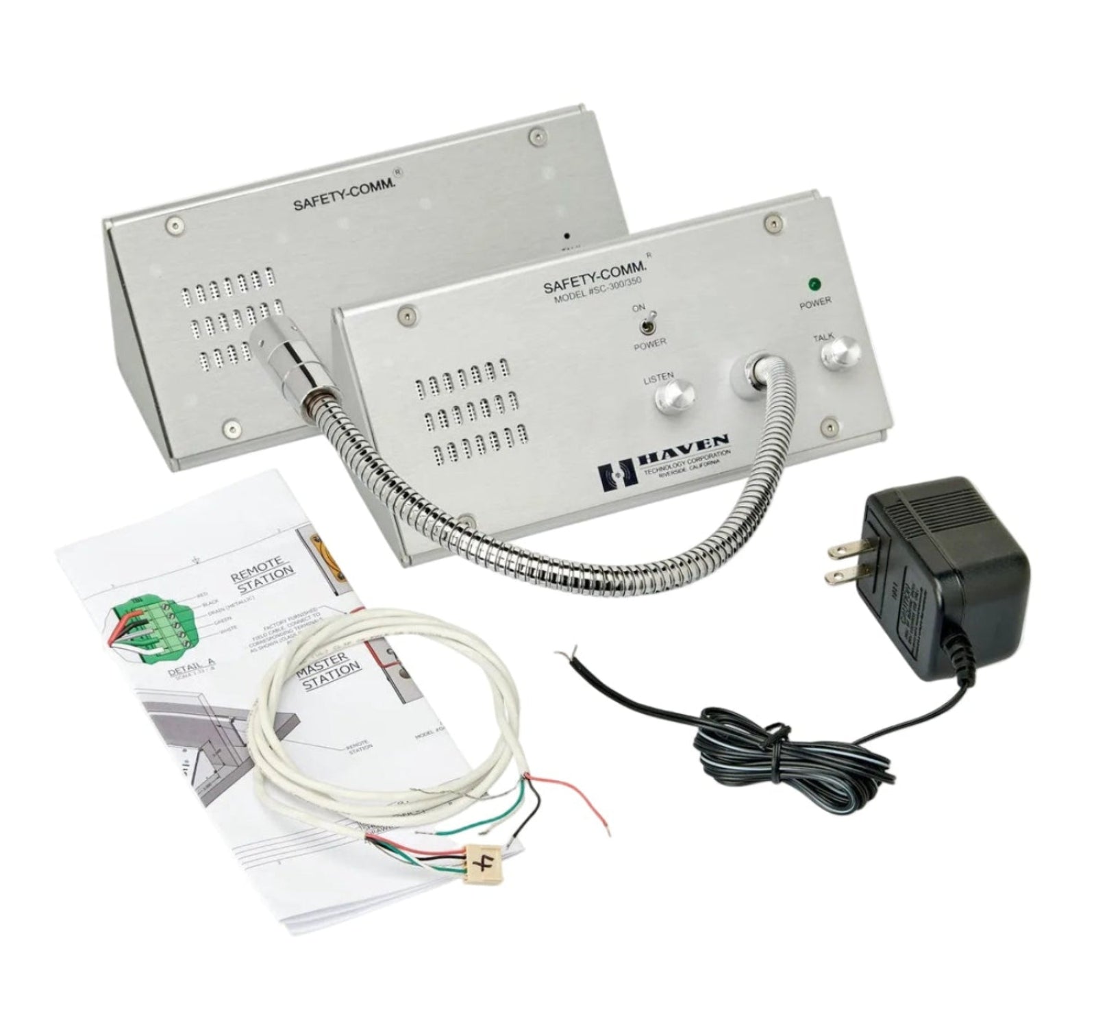 image of haventech intercoms standard sc-300 withpower supply showing what comes in the box for 